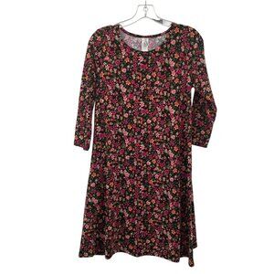 Honey & Lace Womens Floral Shift Dress 3/4 Sleeve Multicolor Size Small